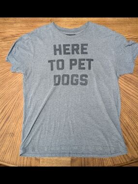 Here to Pet Dogs Gray Graphic Tee theChive BuyMeBrunch Line Distressed Style